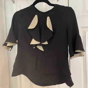 blacks and white blouse